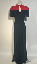 1940s Hollywood Glam Gown Red Black Rayon Crepe Beaded Bodice By New York Creations