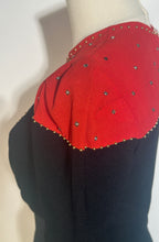 1940s Hollywood Glam Gown Red Black Rayon Crepe Beaded Bodice By New York Creations