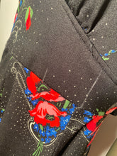 Late 1970s Poppy Flower Belt Back Puffed Sleeve Dress
