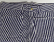 NOS Blue & White Cotton Striped Cotton Flare Bottom Jeans Pant By Ely 32"