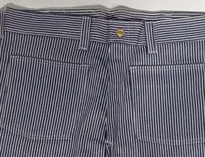 NOS Blue & White Cotton Striped Cotton Flare Bottom Jeans Pant By Ely 32"