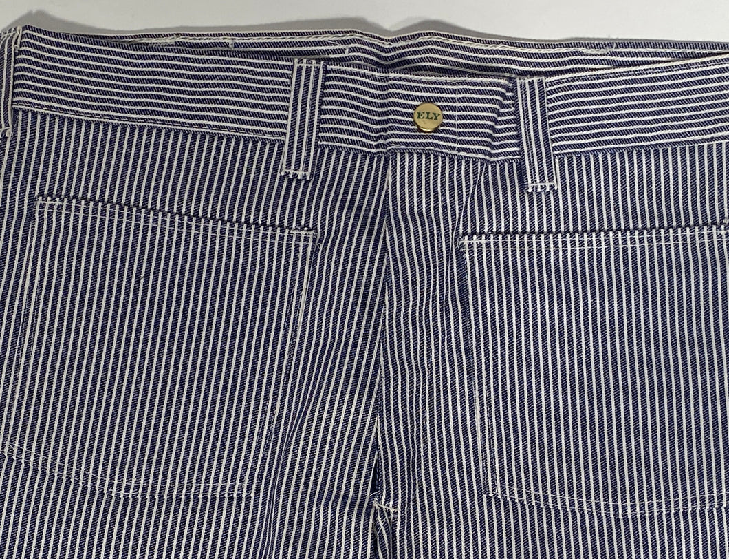 NOS Blue & White Cotton Striped Cotton Flare Bottom Jeans Pant By Ely 32