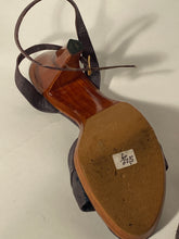 Blue Chandler Navy Leather 1970s Wood Heels