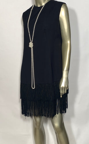 Vintage Black Fringe Shift Flapper Style Dress