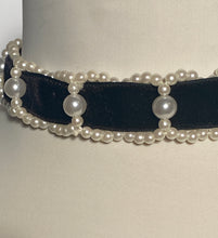 Black Velvet Ribbon & Pearl Choker Necklace