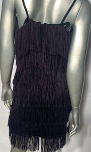 1970s Layered Black Fringe GoGo Dress Flapper Costume