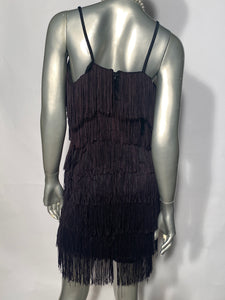 1970s Layered Black Fringe GoGo Dress Flapper Costume