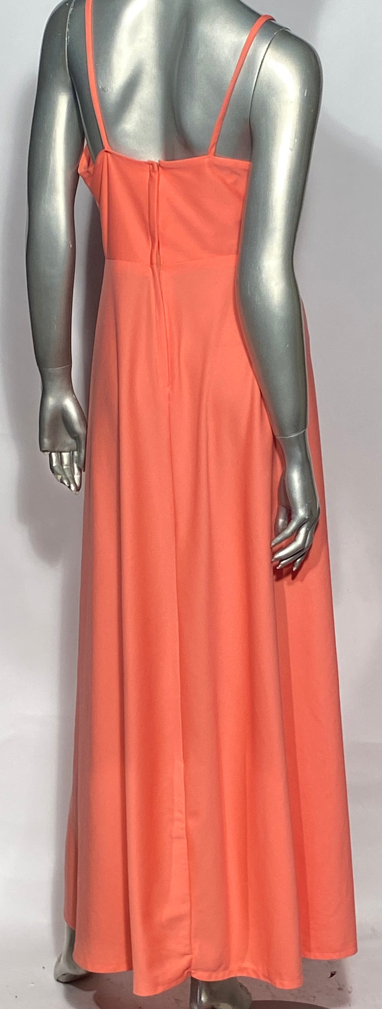 Coral 70s Maxi V Neck Spaghetti Strap Dress Size Small Coral 70s Maxi V Neck Spaghetti Strap Dress Size Small