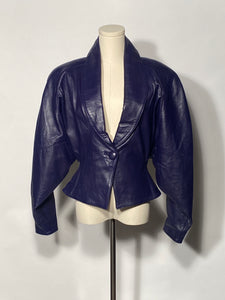 Purple Leather Jacket By Deja Vu Size Small - Waist 28