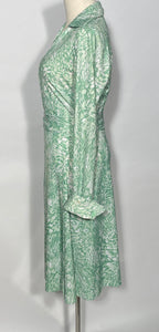 Vintage  1970s Green Wheat Scene  Wrap Dress