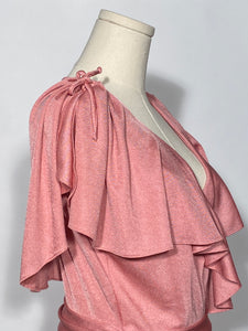 1970s Vintage Size Large Layered Pink Wrap Dress