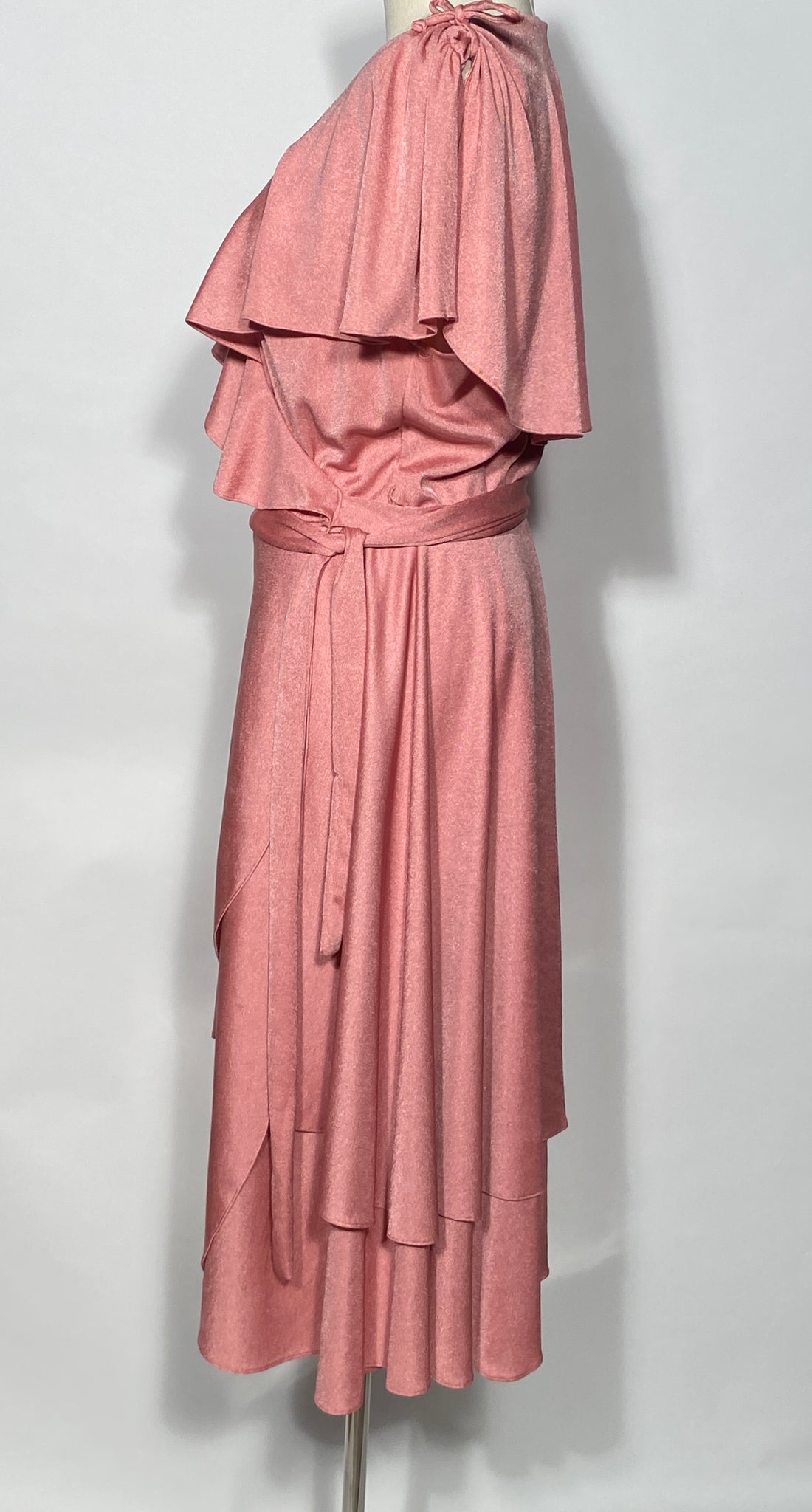 1970s Vintage Size Large Layered Pink Wrap Dress 1970s Vintage Size Large Layered Pink Wrap Dress