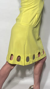 1980s Pierre Lucee´ Yellow Cut Out Dress At Bottom Hem