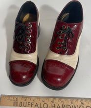 1970s Two Tone Maroon Cream Colored Platform Shoes Size 10