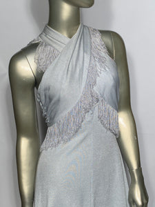 Vintage Fredericks of Hollywood Fringe Baby Blue Disco Dress