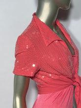 Vintage Sequin Tie Front Bolero Barbie Pink