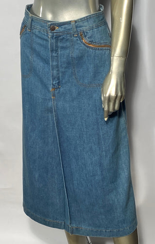 1970s Gamin For Huk A Poo Long Jean Skirt