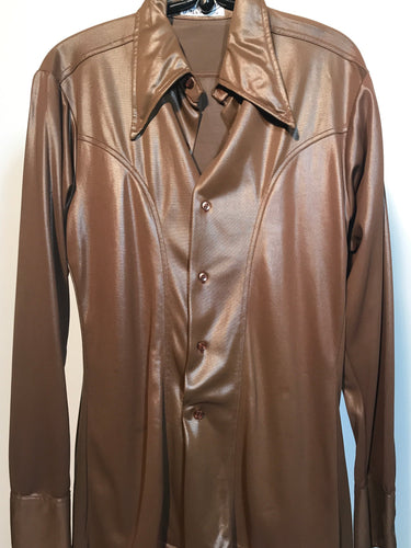 Men's 1970s Brown Disco Shirt Size Medium Jack McConnell