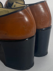 Brown Leather 4” Platform Shoes Size 11.5