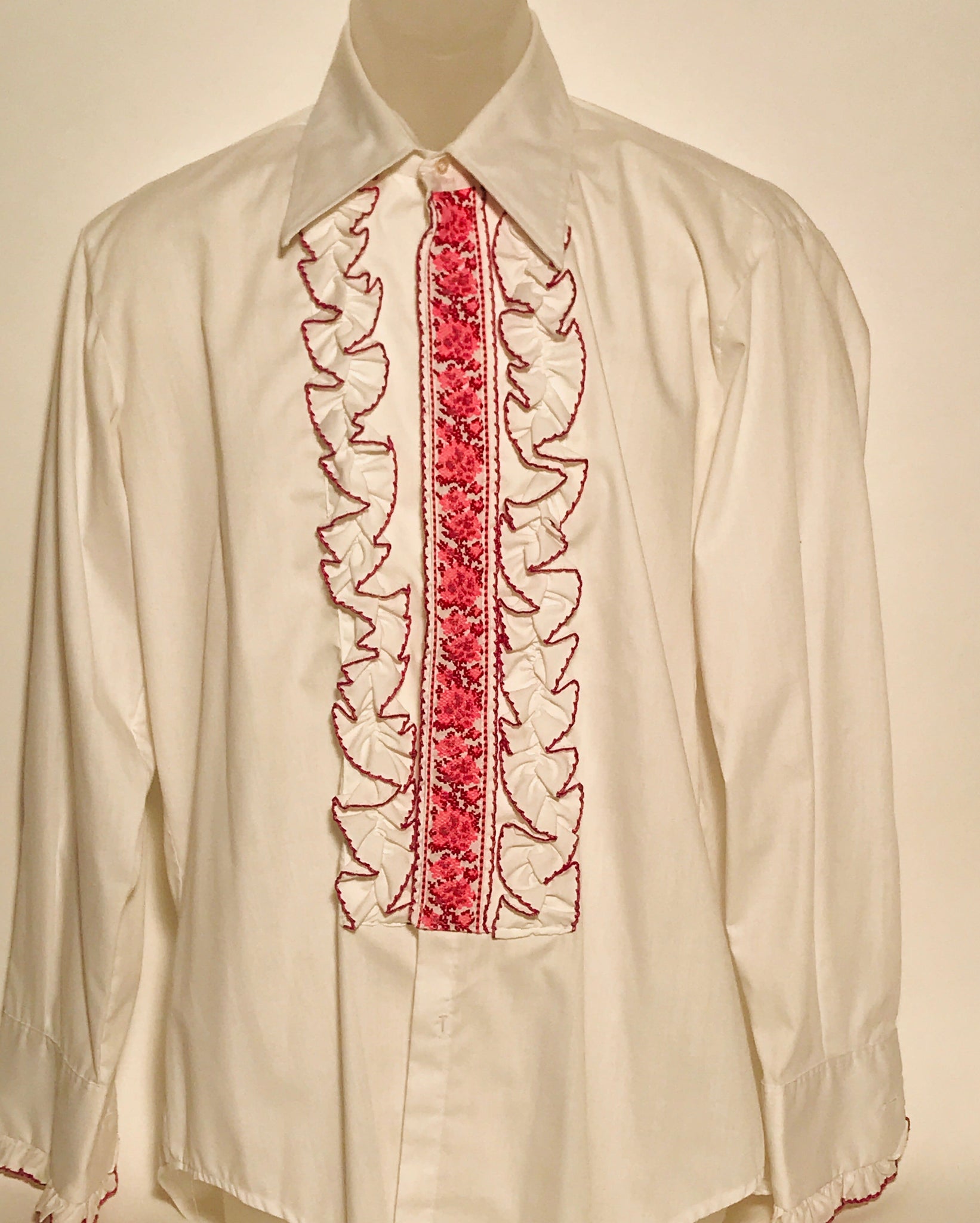 After Six Vintage Pink Men's Disco Ruffled Tux Shirt Size Large – Divine Finds®