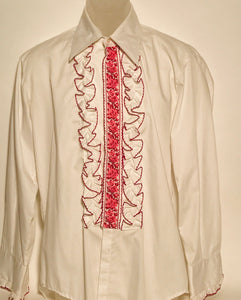 After Six Vintage Pink Men's Disco Ruffled Tux Shirt Size Large