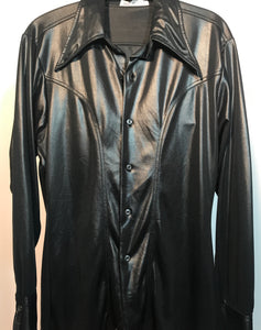 Men's 1970s Black Disco Shirt Size Medium Jack McConnell