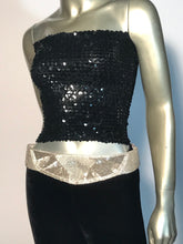1980s Silver Sequin Wide Waist Belt