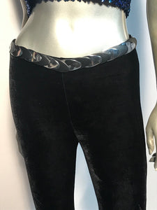 1970s - 1980s Elastic Silver and Black Stretch Belt