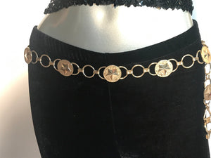 1970s - 80s Goldtone Circular Star Chain Belt