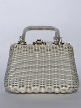 1960s Lucite Handle White Wicker Handbag By Mr Jonas Made In Hong Kong