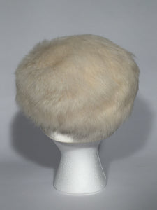 Valerie Modes Vintage 1960s - 1970s Satin Brim & Rabbit Fur Hat