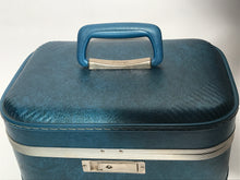Vintage 1960s JC Penny Vintage Turquoise Blue Train Case Luggage
