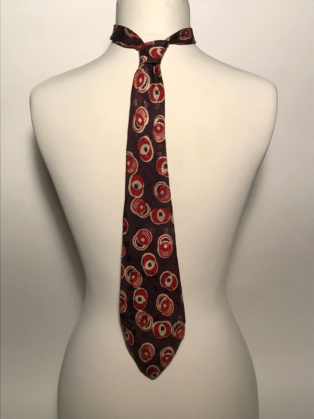 Vintage 1940s Men's Circular Patterned Silk Tie