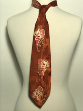 1950s Men's Rayon Paisley Swirled Hand Screened 4" Wide Fat Neck Tie