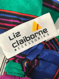 Colorful Striped Bow Neck Scarf Pin Back By Liz Claiborne Accessories