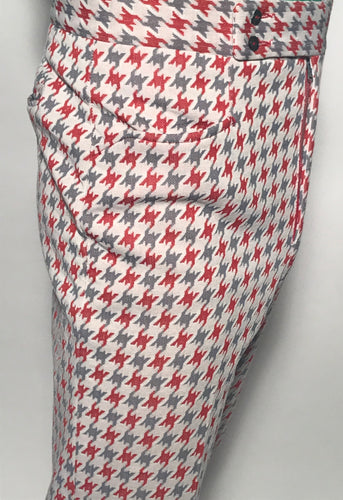 Men's Grey and Red Herringbone Polyester Pants Size 33