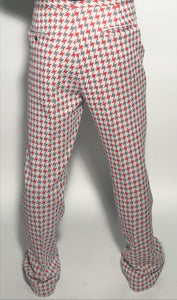 Men's Grey and Red Herringbone Polyester Pants Size 33" Waist