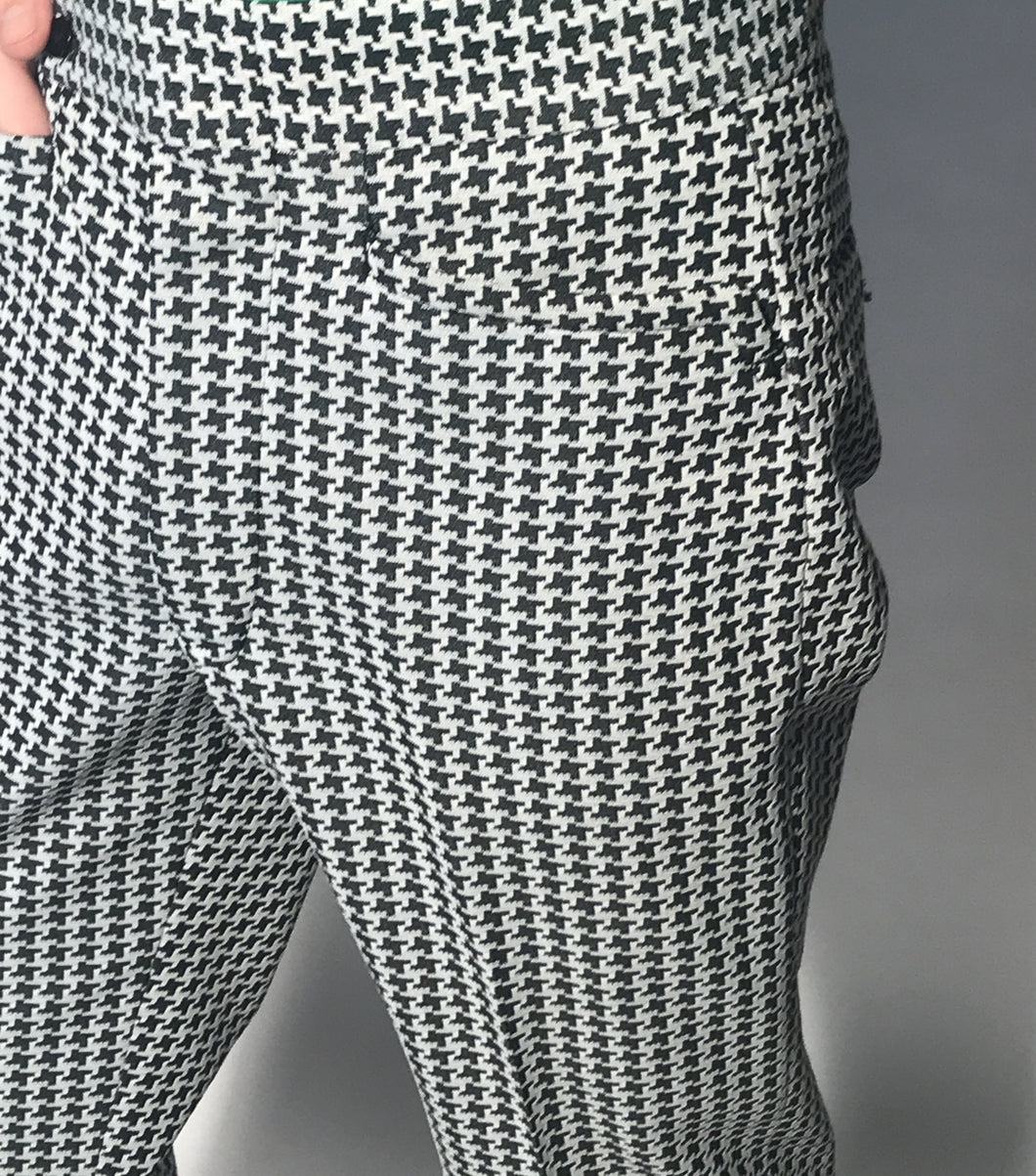 Vintage Men's Golf Black and White Houndstooth Polyester Pants Size 32