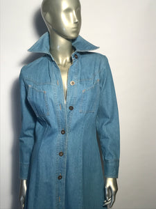 Late 1970s - Early 80s Foxmoor Denim Long Jean Dress Made In The USA Sz 7