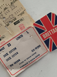 Dead Stock 70s Men's Vintage Brittania Sportswear Jeans 33" Bell Bottoms