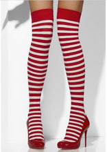 Fever Opaque Candy Cane Stripe Red & White Print Tights