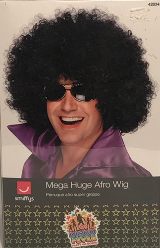 Smiffys Mega Huge Afro - Black Wig Halloween Disco Costume New In Box