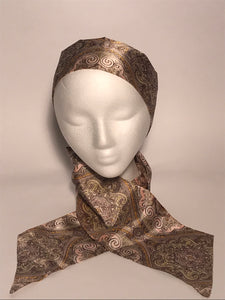 Long Vintage Pale Pink Paisley Patterned Head & Neck Scarf