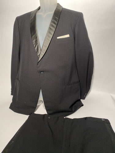 Men's Vintage Black Tux With Suspender Buttons 41