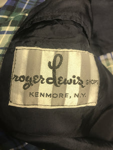 1970s Men's Seersucker Plaid Jacket Size 42