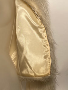 1970s Mongolian Shearling Faux Long Fur Waist Jacket Medium