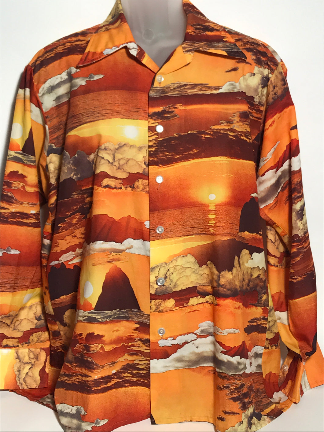 Vintage 1970s Men's Joe Namath Sunset Disco Shirt Extra Large RENTAL XL