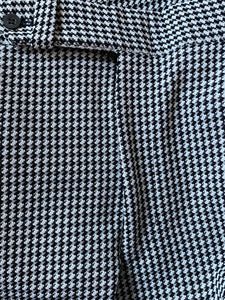 Black & White Polyester Vintage Houndstooth Men Pants - Plaid 34" x 32"