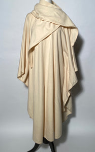 1970s Spring Virgin Wool Hooded Cream Poncho Cape By Also Gordon