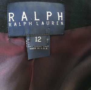 Vintage 1980s Black Watch Plaid Ralph Lauren Womens Blazer Sz 12